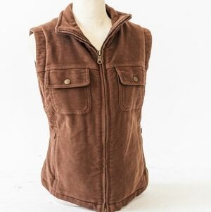 LL Bean Vest Womens XS Full Zip Pink Brown Flannel Quilted Inside  Gorpcore